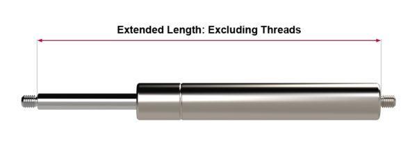 How to measure a gas strut - Closed Length– The total closed length measured from centre-to-centre of the end fits