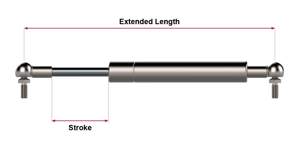 How to measure a gas strut - Stroke – The maximum amount of travel of the rod